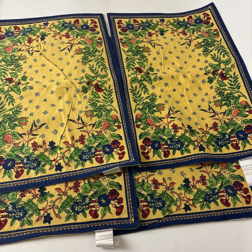 Williams Sonoma Provence French Country Placemats & Cloth Napkins Yellow Floral